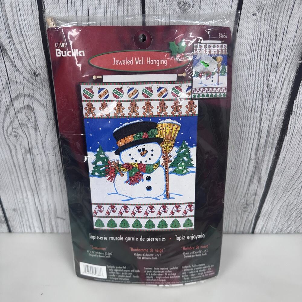 Christmas Bucilla Jeweled Wall Hanging Kit Needlecraft Snowman New Sealed